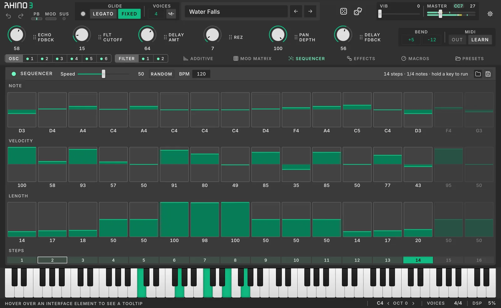 Rhino 3 Sequencer page